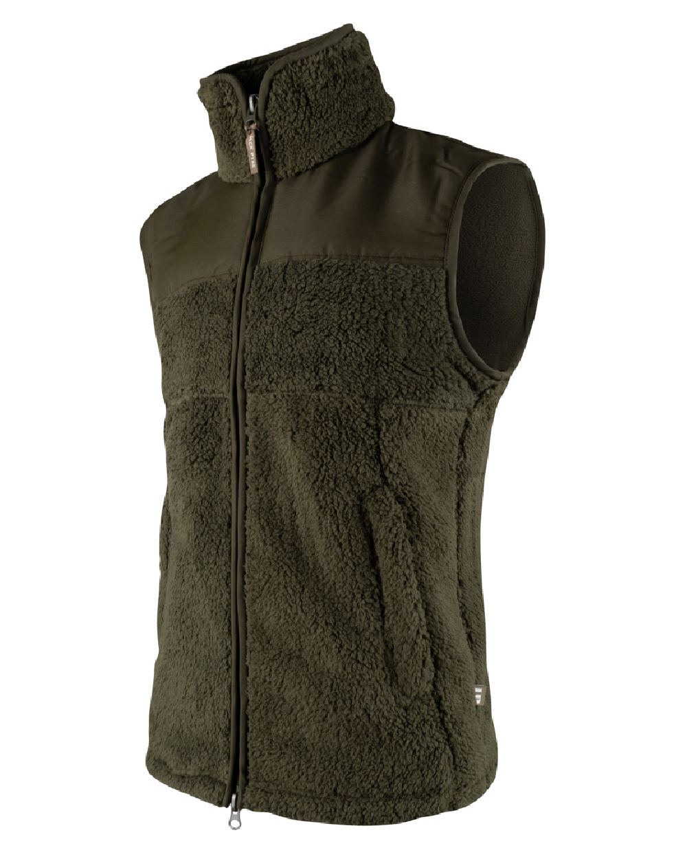 Dark Olive coloured Jack Pyke Sherpa Fleece Gilet on white background 