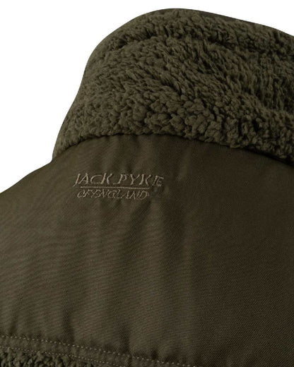 Dark Olive coloured Jack Pyke Sherpa Fleece Gilet on white background 