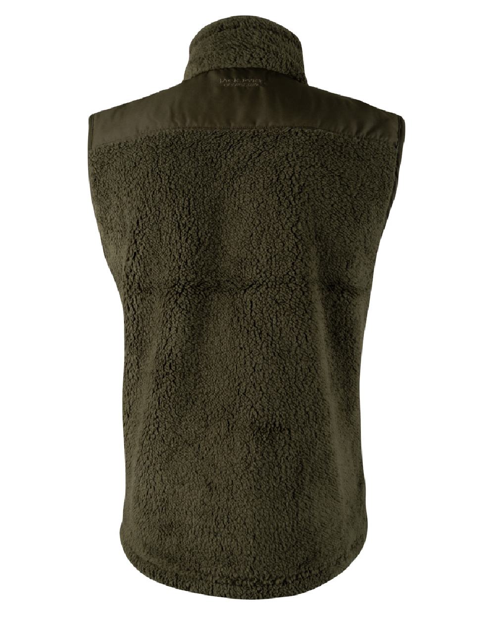 Dark Olive coloured Jack Pyke Sherpa Fleece Gilet on white background 