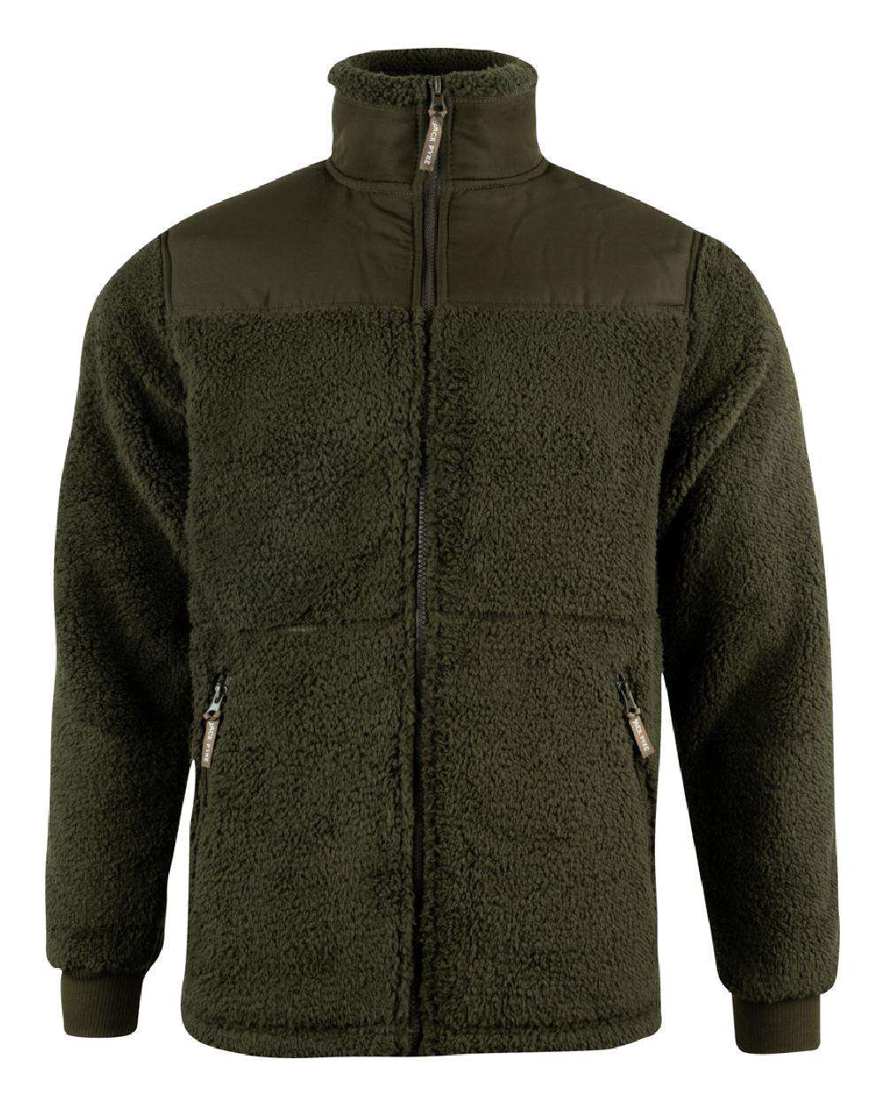 Dark Olive coloured Jack Pyke Sherpa Fleece Jacket Gen 2 on white background 