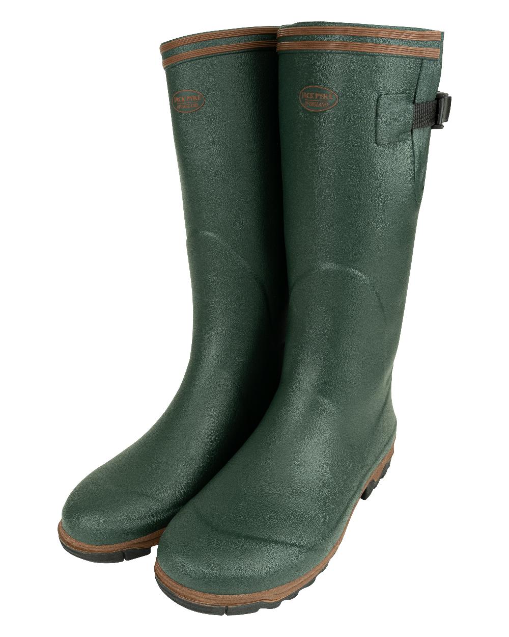 Green coloured Jack Pyke Shires Wellington Boots on white background 