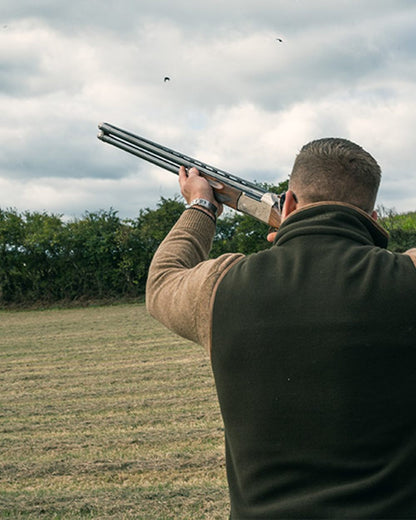 Dark Olive Jack Pyke Shooters Gilet on sky background 