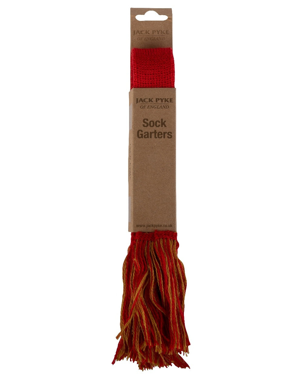 Red coloured Jack Pyke Shooting Sock Garters on white background 