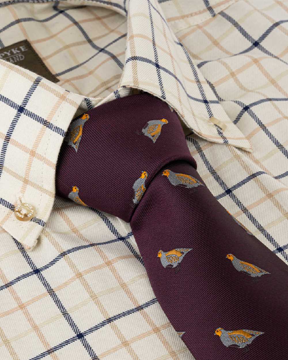 Wine coloured Jack Pyke Shooting Tie Partridge on white background 
