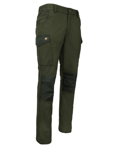 Green coloured Jack Pyke Softshell Trousers on white background 