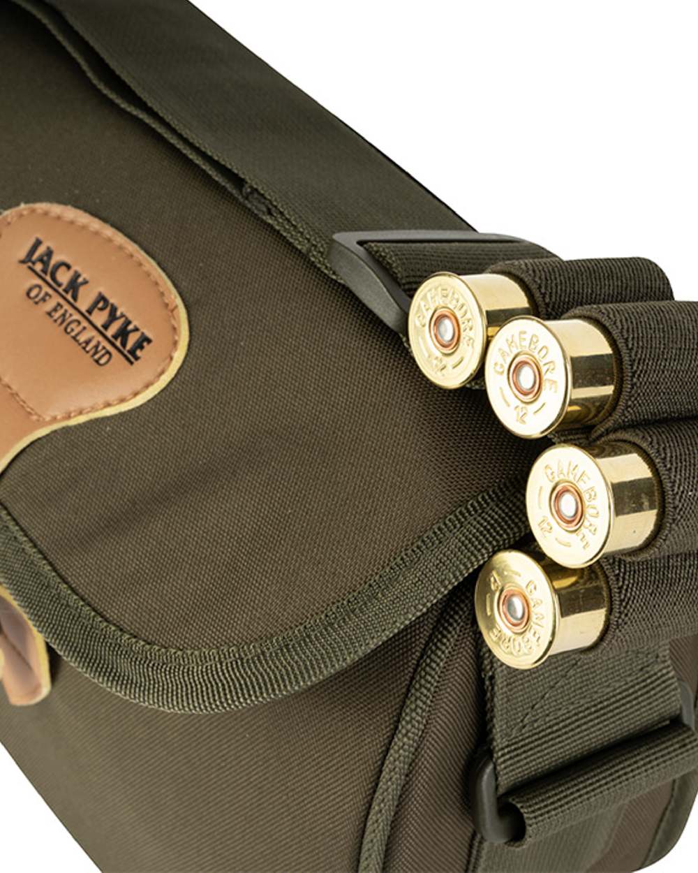 Green coloured Jack Pyke Speed Loader Cartridge Bag on white background 