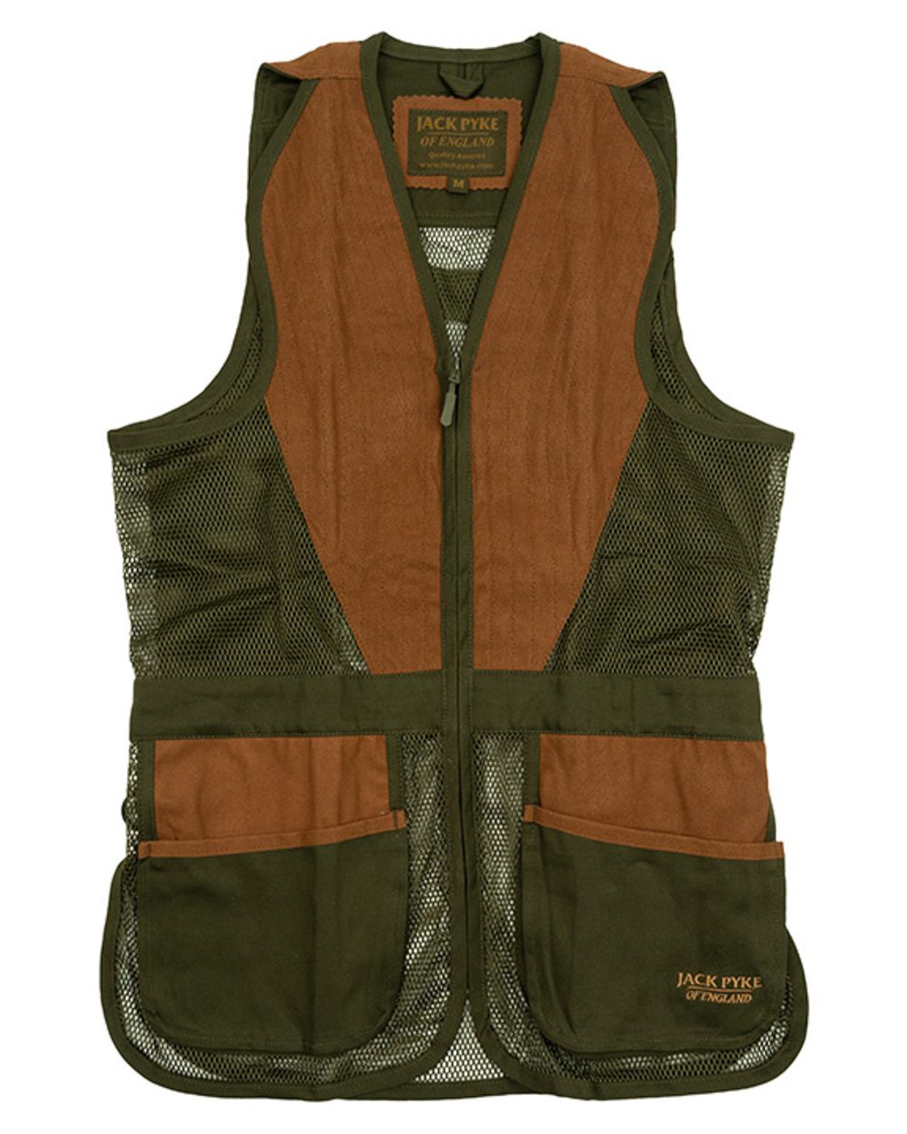 Green coloured Jack Pyke Sporting Skeet Vest on white background 