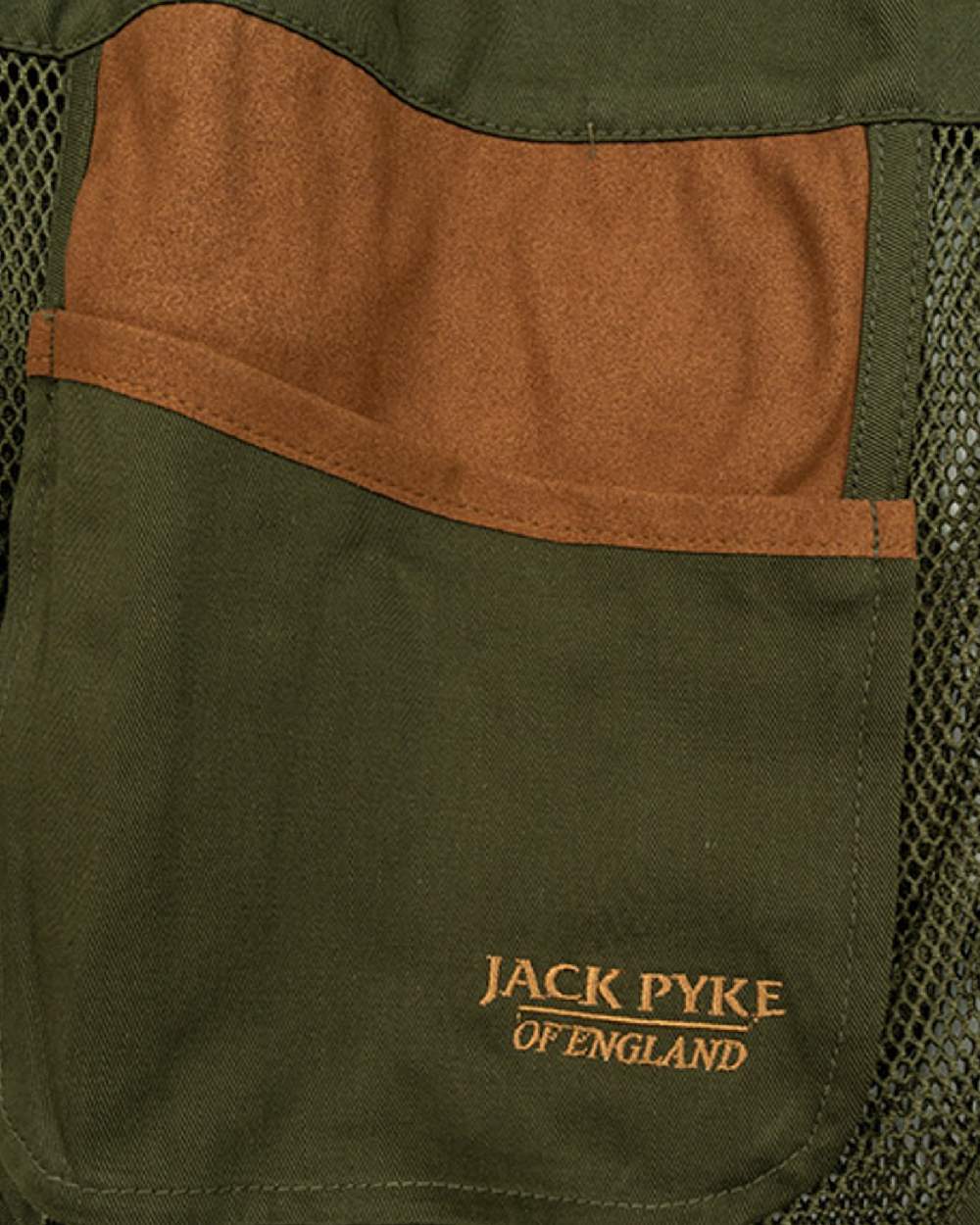 Green coloured Jack Pyke Sporting Skeet Vest on white background 