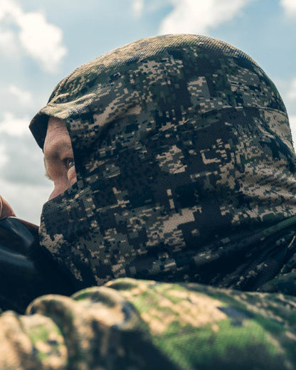 Digicam coloured Jack Pyke Stealth Balaclava on sky background 