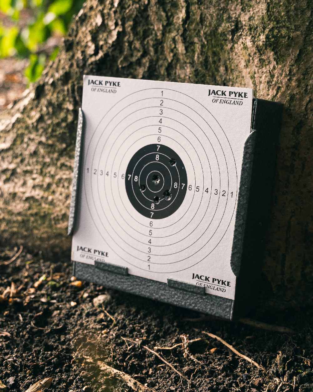 Jack Pyke Steel Paper Target Holder &amp; Pellet Catcher on forest background