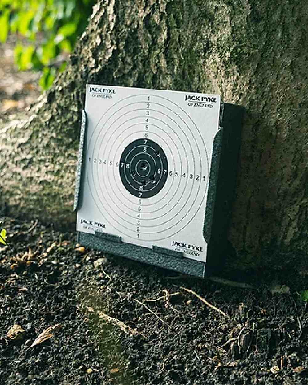 Jack Pyke Steel Paper Target Holder &amp; Pellet Catcher on forest background