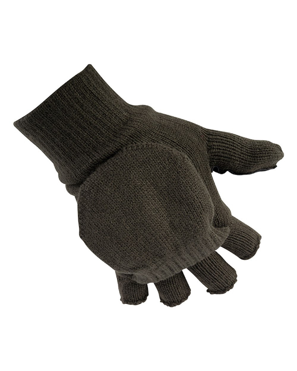 Green coloured Jack Pyke Suede Palm Shooters Mitts on white background 