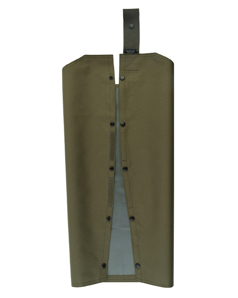 Dark Olive coloured Jack Pyke Waterproof Chaps on white background 