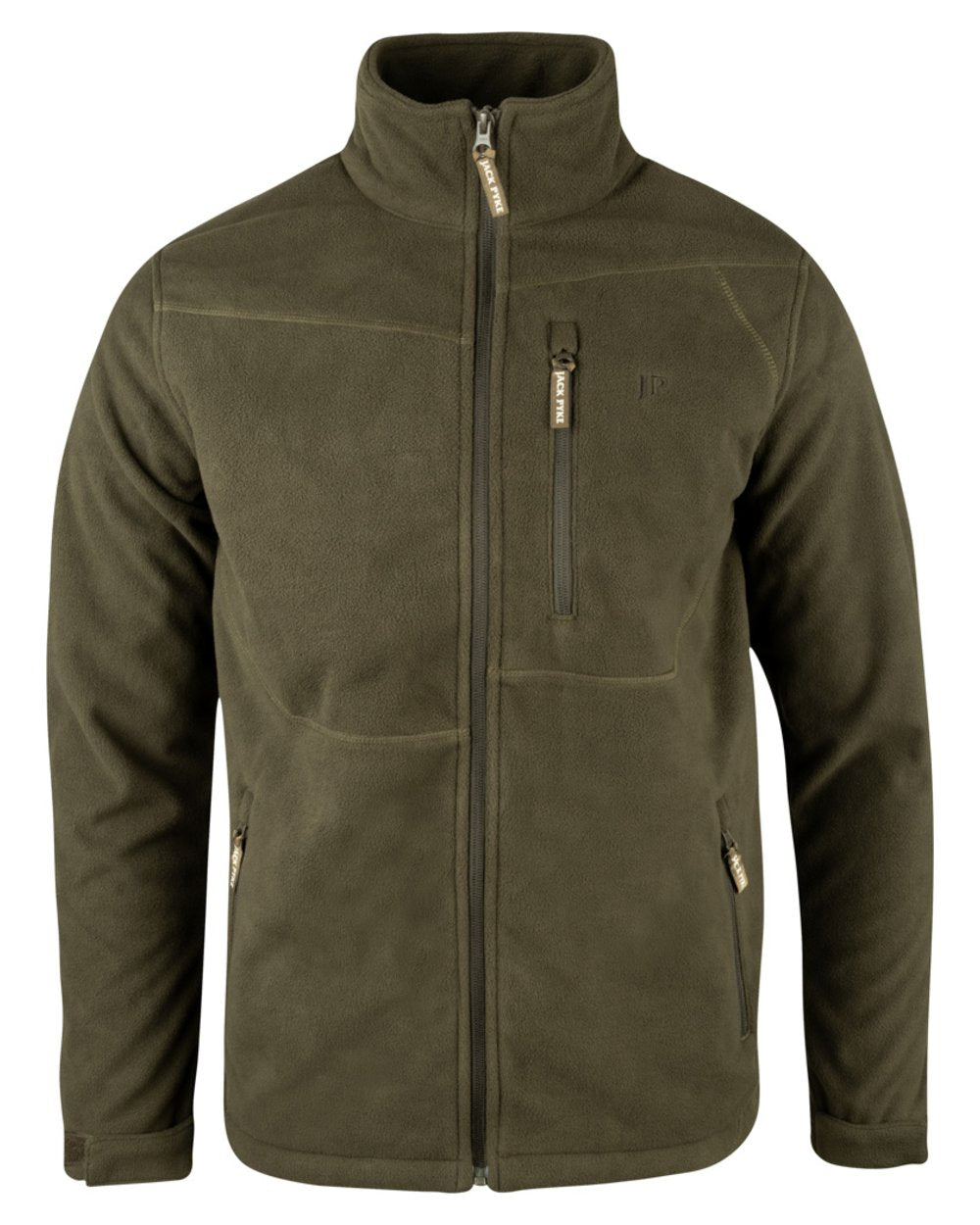 Green coloured Jack Pyke Waterproof Fleece Jacket on white background 