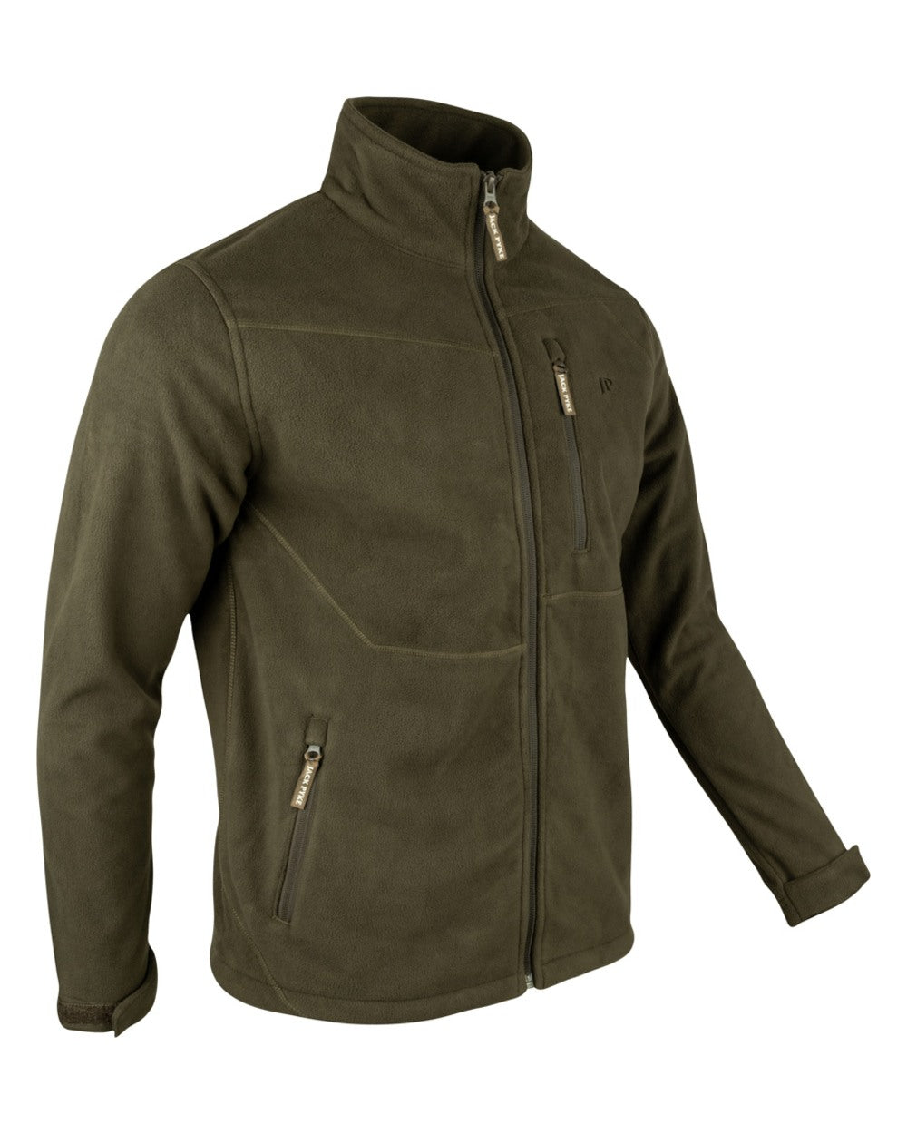 Green coloured Jack Pyke Waterproof Fleece Jacket on white background 