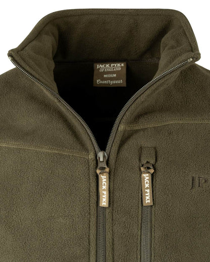 Green coloured Jack Pyke Waterproof Fleece Jacket on white background 