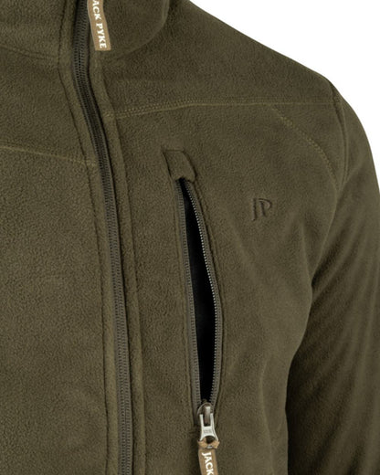 Green coloured Jack Pyke Waterproof Fleece Jacket on white background 