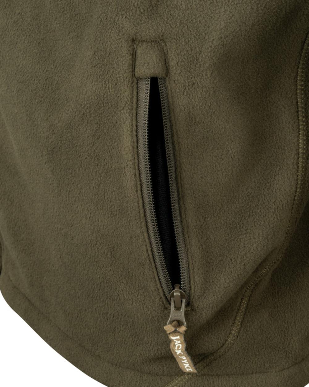 Green coloured Jack Pyke Waterproof Fleece Jacket on white background 