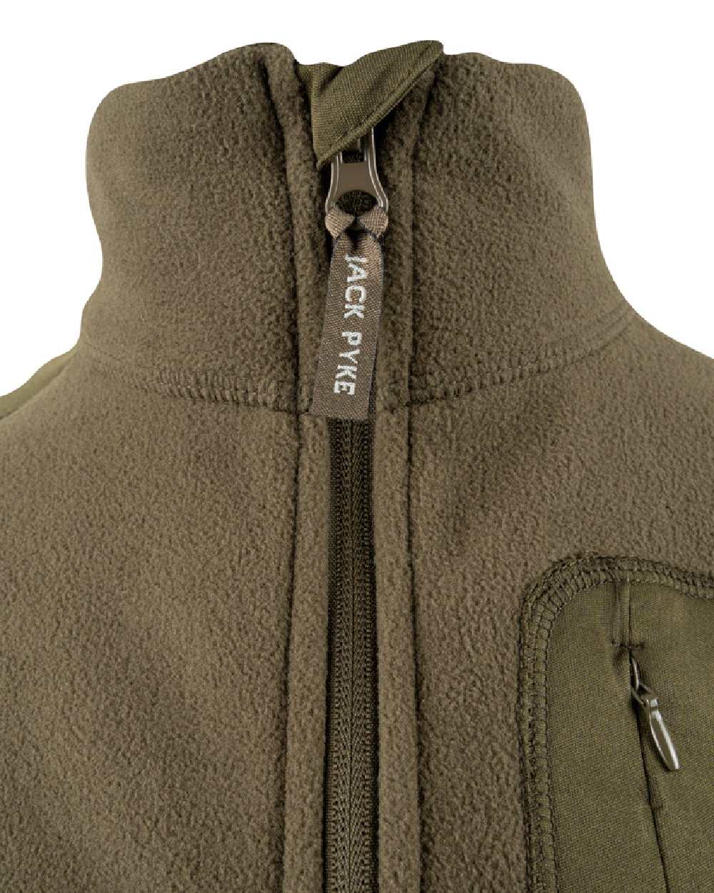 Green coloured Jack Pyke Weardale Fleece Jacket on white background 
