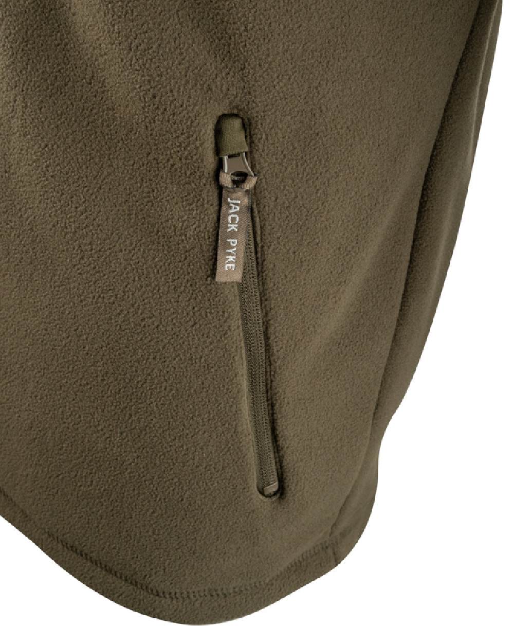 Green coloured Jack Pyke Weardale Fleece Jacket on white background 