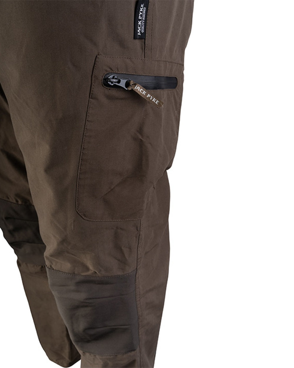 Brown coloured Jack Pyke Weardale Hunting Trousers on white background 