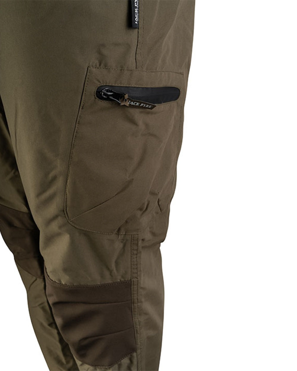 Green coloured Jack Pyke Weardale Hunting Trousers on white background 
