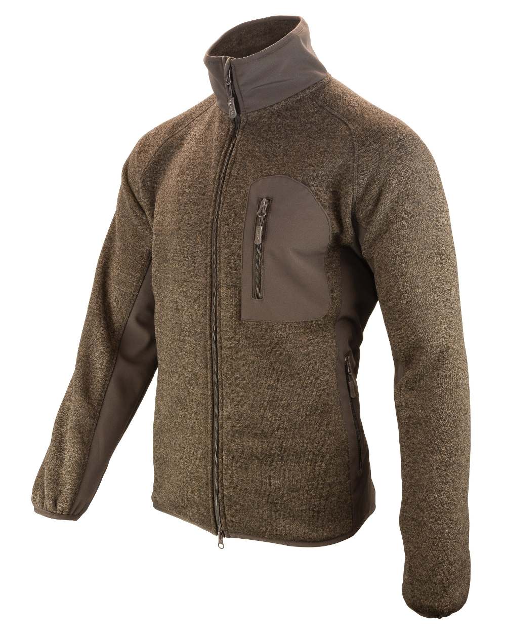 Brown coloured Jack Pyke Weardale Knitted Jacket on white background 