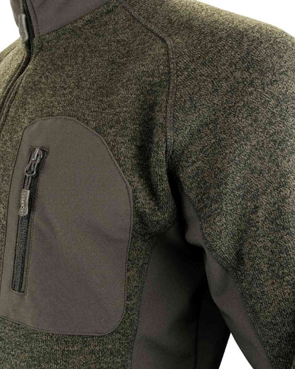 Green coloured Jack Pyke Weardale Knitted Jacket on white background 