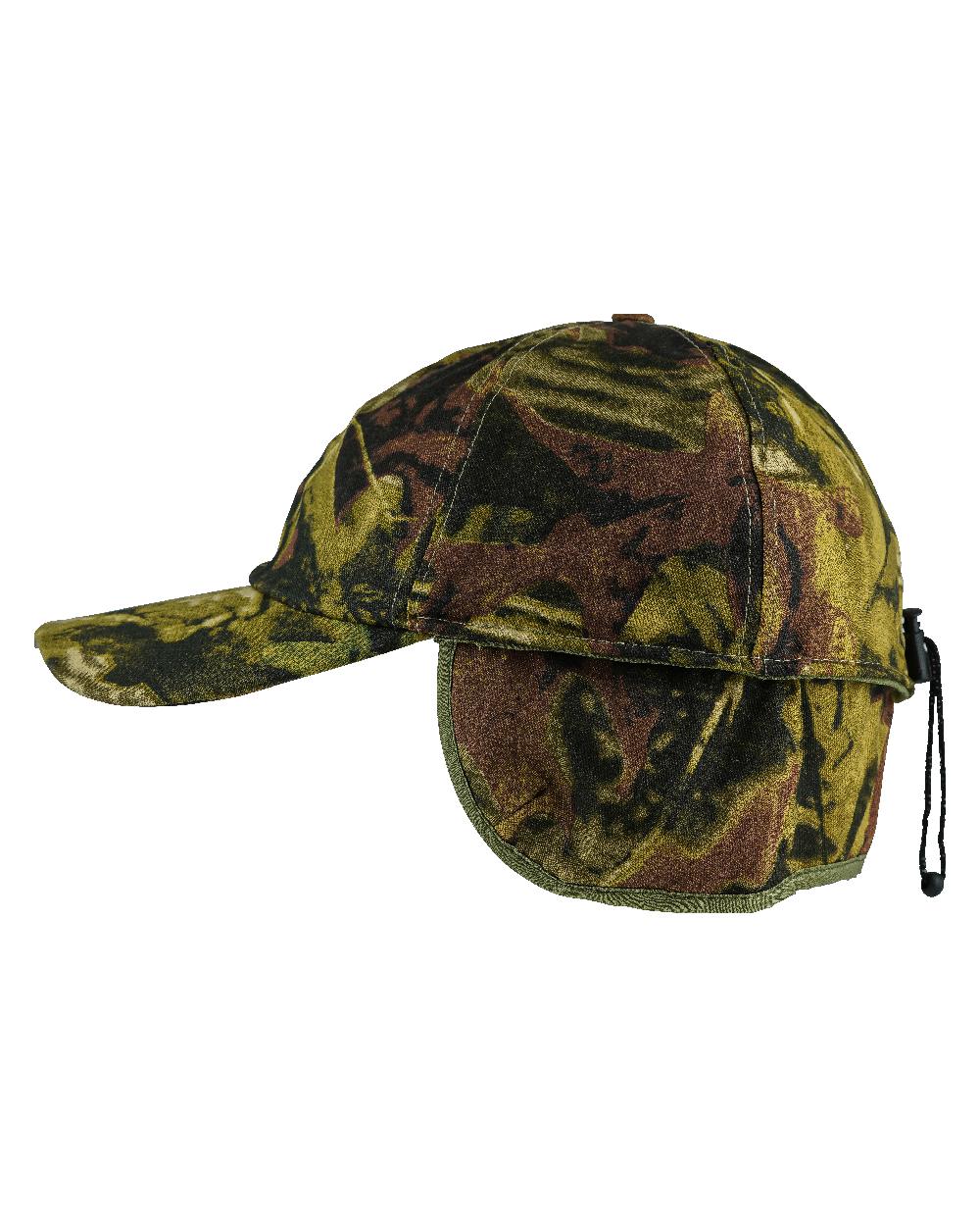 Camo coloured Jack Pyke Wildfowlers Cap With Torch on white background 