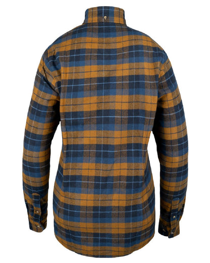 Navy Russet coloured Jack Pyke Womens Bleasdale Heavy Flannel Shirt on white background 