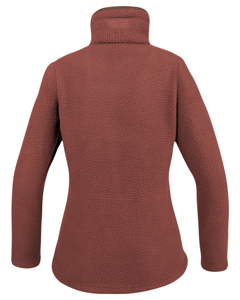 Burnt Copper Coloured Jack Pyke Womens Half Zip Sherpa Fleece Pullover on white background 