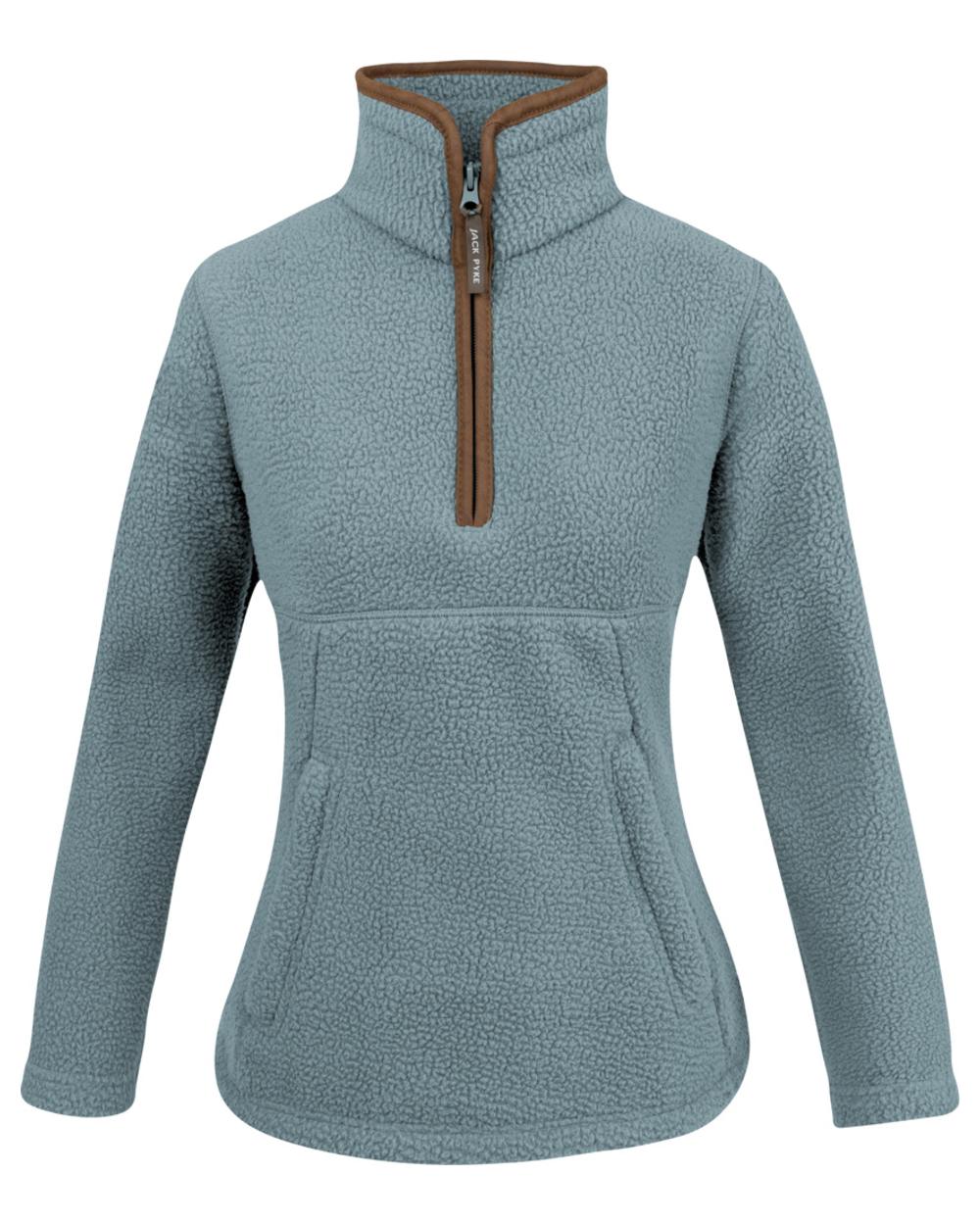 Ice Blue Coloured Jack Pyke Womens Half Zip Sherpa Fleece Pullover on white background 