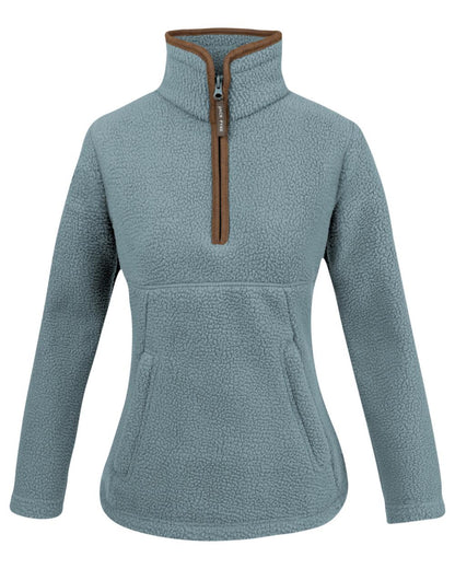 Ice Blue Coloured Jack Pyke Womens Half Zip Sherpa Fleece Pullover on white background 