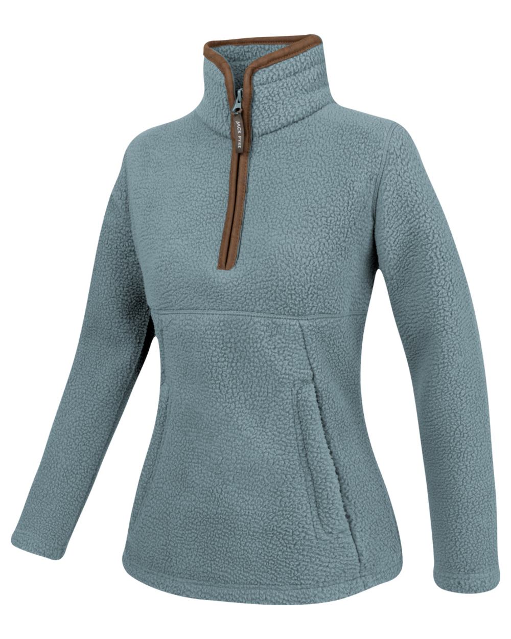 Ice Blue Coloured Jack Pyke Womens Half Zip Sherpa Fleece Pullover on white background 