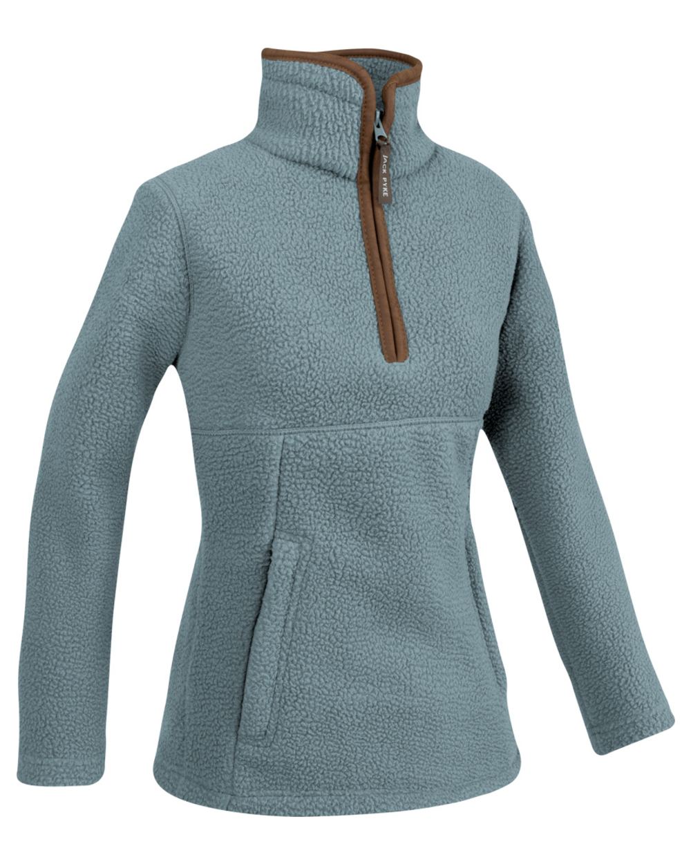 Ice Blue Coloured Jack Pyke Womens Half Zip Sherpa Fleece Pullover on white background 