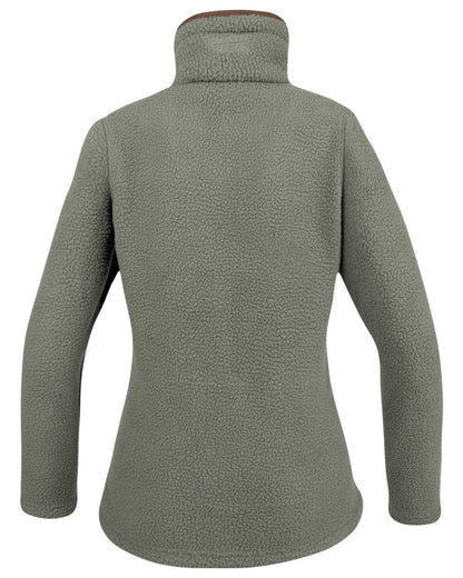 Sage Coloured Jack Pyke Womens Half Zip Sherpa Fleece Pullover on white background 