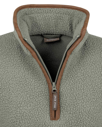 Sage Coloured Jack Pyke Womens Half Zip Sherpa Fleece Pullover on white background 