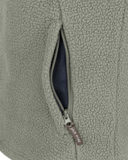 Sage Coloured Jack Pyke Womens Half Zip Sherpa Fleece Pullover on white background 