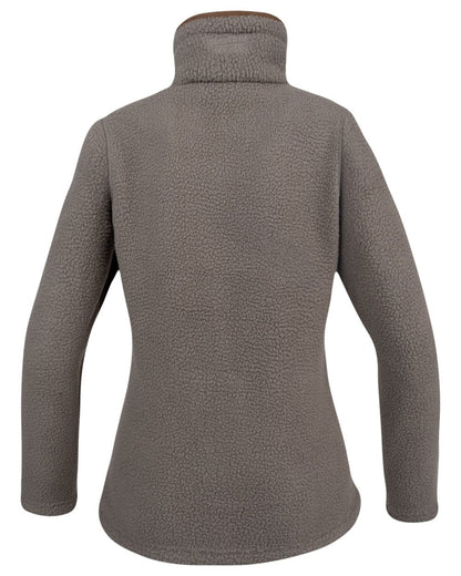 Shiitake Coloured Jack Pyke Womens Half Zip Sherpa Fleece Pullover on white background 