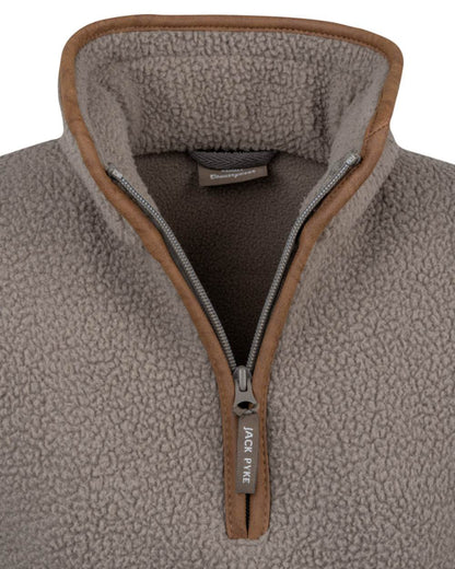 Shiitake Coloured Jack Pyke Womens Half Zip Sherpa Fleece Pullover on white background 