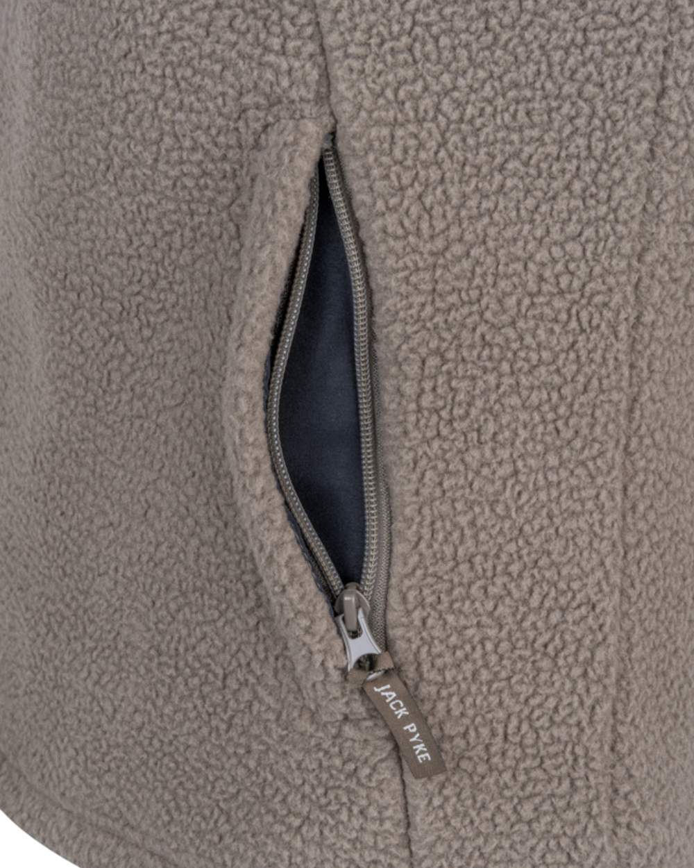 Shiitake Coloured Jack Pyke Womens Half Zip Sherpa Fleece Pullover on white background 