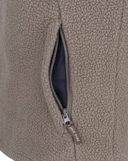 Shiitake Coloured Jack Pyke Womens Half Zip Sherpa Fleece Pullover on white background 