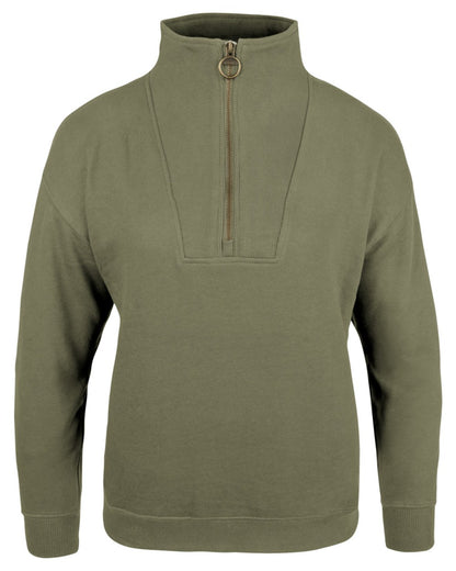 Sage coloured Jack Pyke Womens Half Zip Sweatshirt on white background 