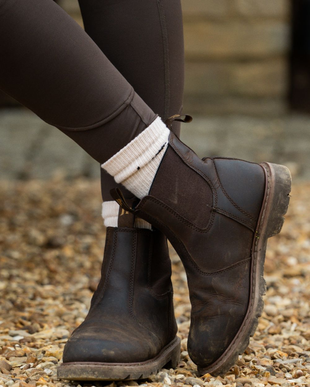 Brown coloured Jack Pyke Womens Leggings on outdoor background 