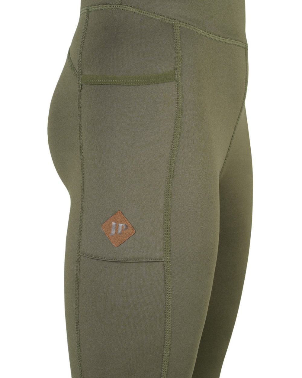 Olive coloured Jack Pyke Womens Leggings on white background 
