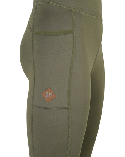 Olive coloured Jack Pyke Womens Leggings on white background 