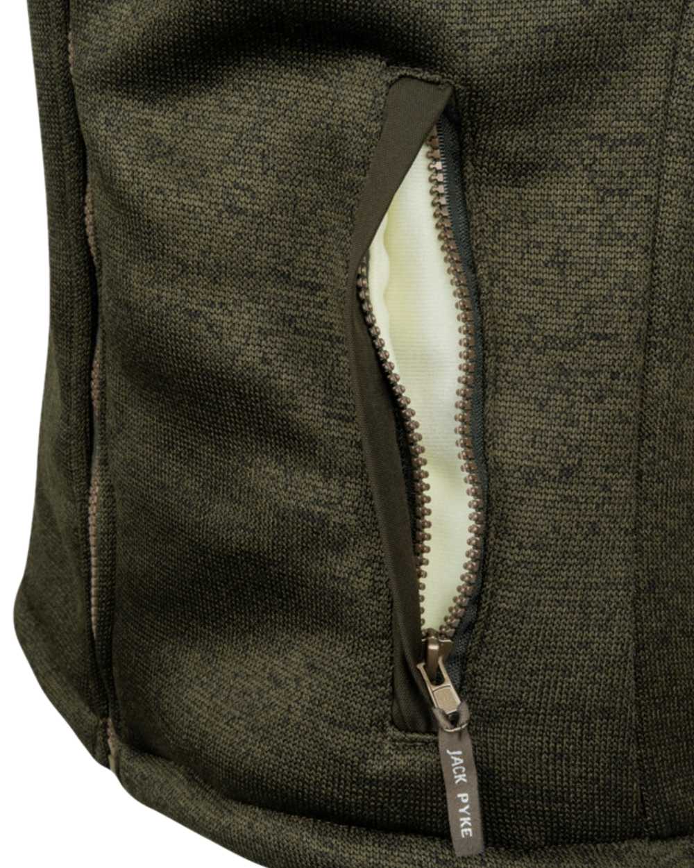 Dark Olive Coloured Jack Pyke Womens Scandinavian Fleece Jacket on white background 