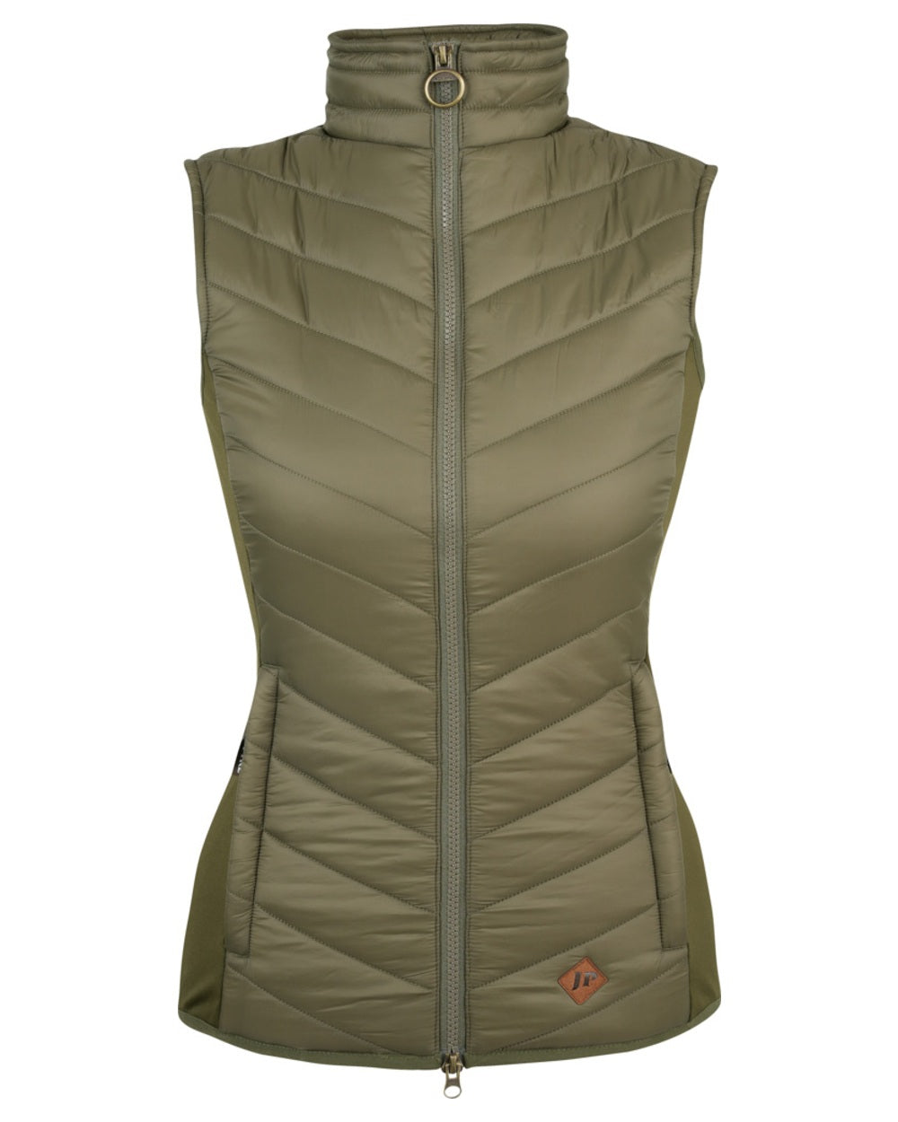 Green coloured Jack Pyke Womens Shires Gilet on white background 