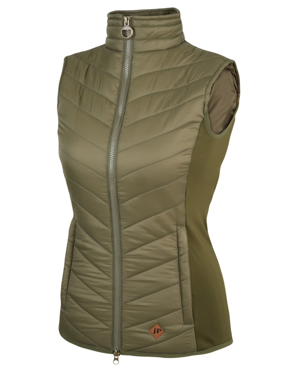 Green coloured Jack Pyke Womens Shires Gilet on white background 