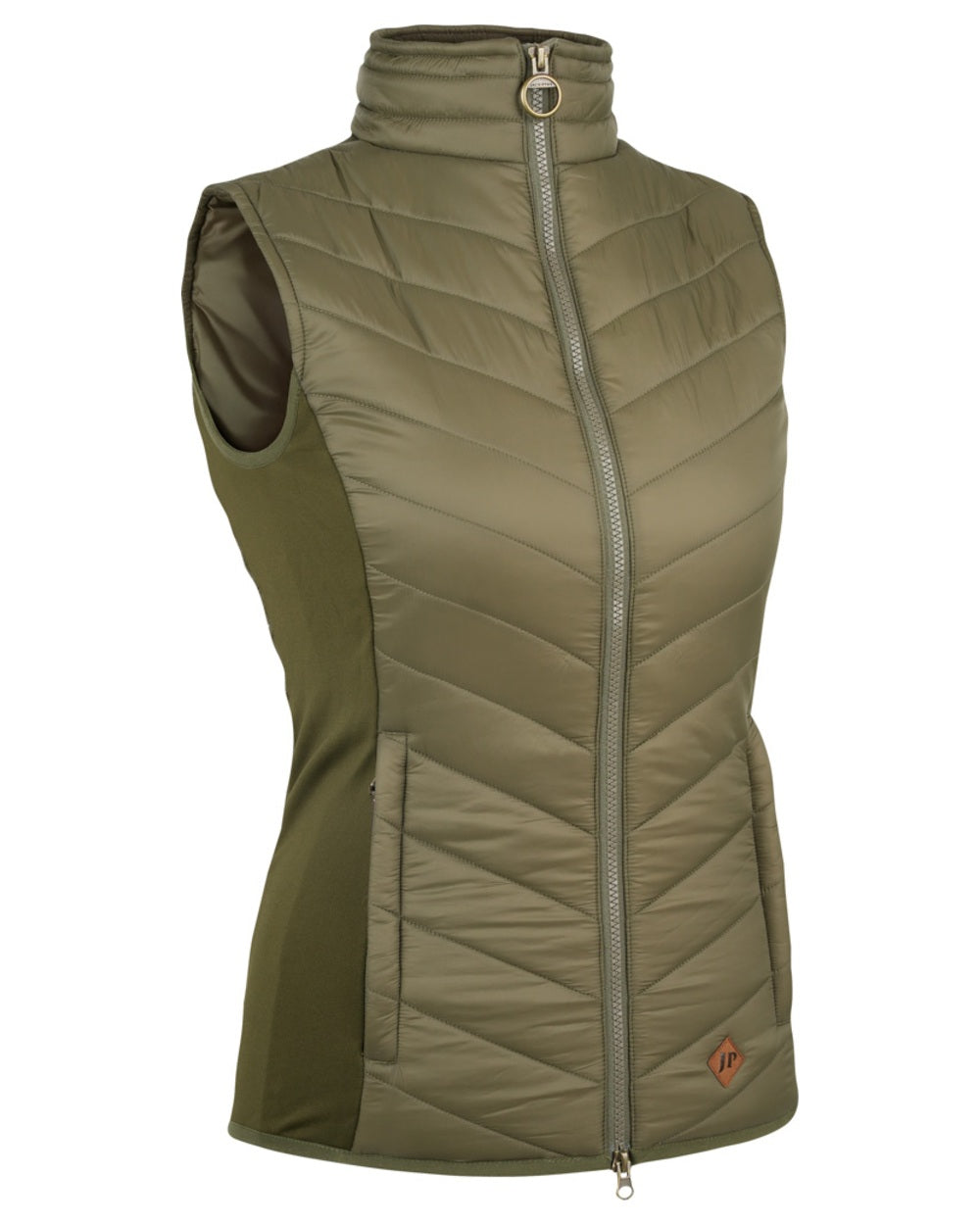 Green coloured Jack Pyke Womens Shires Gilet on white background 